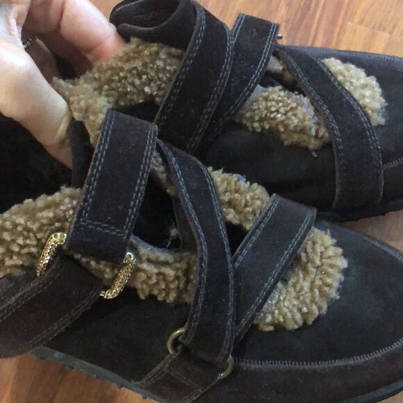 Stuart Weizmann fur lined suede brown tanshoes 7.5 - Picture 7 of 11